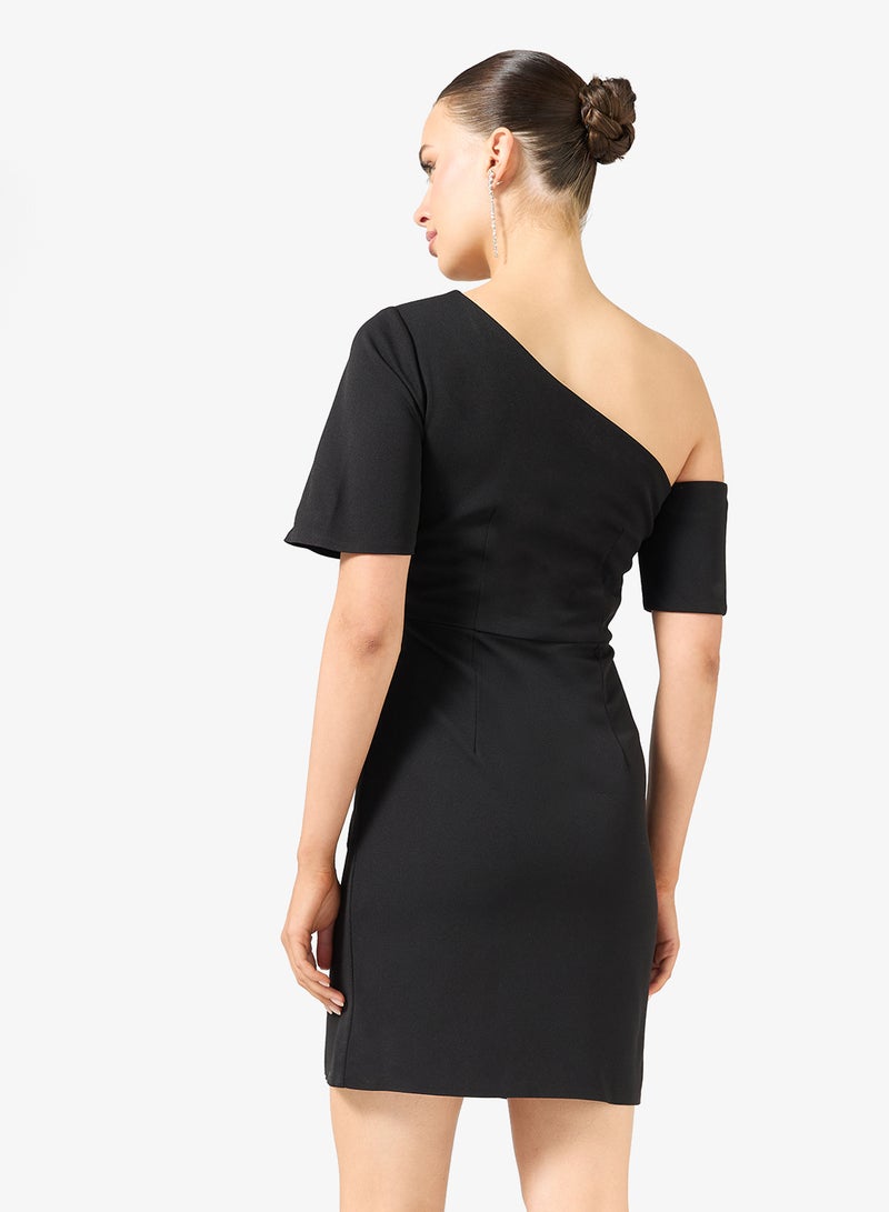 رينيه خصر منحوت ميني غير متماثل من كريب محبوك مطاطي - Image 2