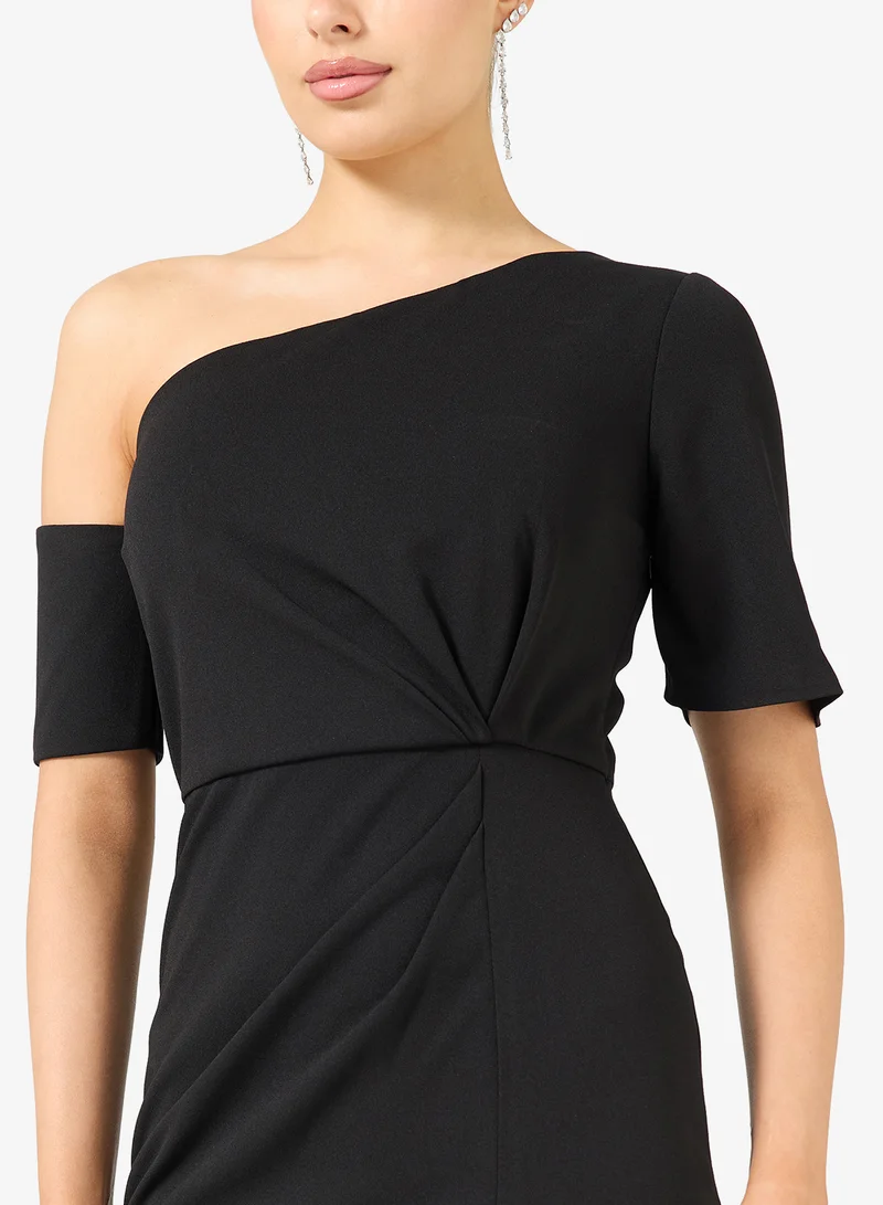 Rene  Sculpted Waist Asymmetric Mini In Stretch Knit Crepe for Women | Best Price UAE