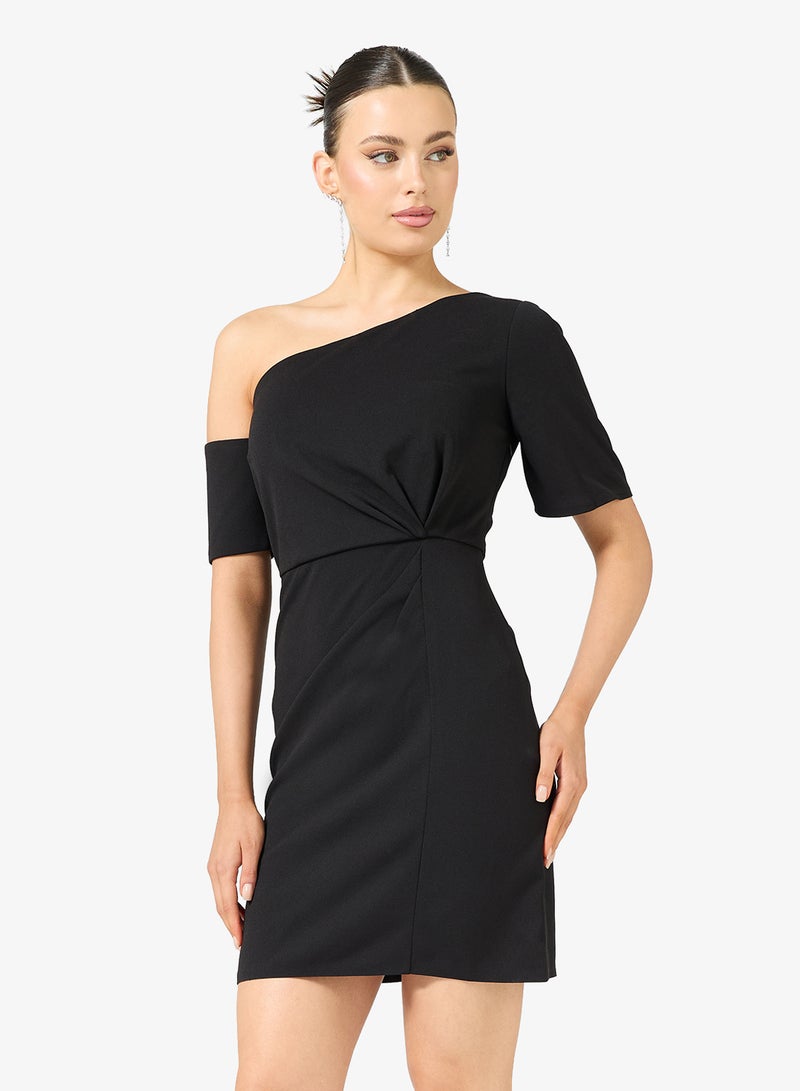 رينيه خصر منحوت ميني غير متماثل من كريب محبوك مطاطي - Image 1