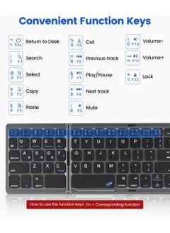 Rock Pow Foldable Bluetooth Keyboard with Touchpad Rechargeable Wireless Portable Keyboard Dual-Mode Bluetooth/USB Wired Pocket-Sized Travel Keyboard for iOS Android Windows Mac OS  - Image 4