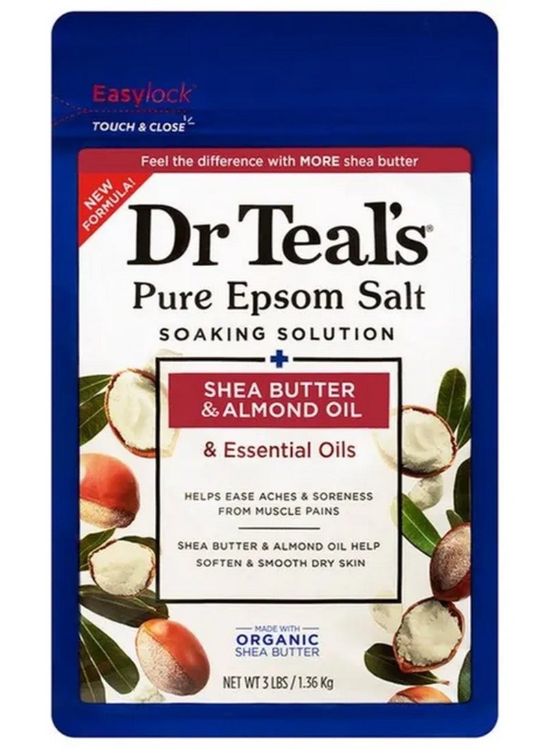 Dr Teal's Pure Epsom Salt Soaking Solution + Shea Butter & Almond Oil Essential Oils 1.36Kg - Image 1