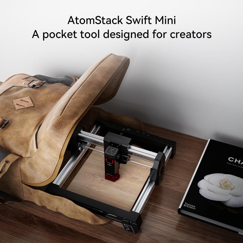ATOMSTACK آلة النقش بالليزر ATOMSTACK Swift 3W للمبتدئين ماكينة قطع الليزر السريعة مكتبية مجمعة بالكامل منطقة 135×145 مم، دقة عالية 0.04 مم للحرف اليدوية، الخشب، الجلد، الأكريليك، الهدايا، 3000 مللي واط - Image 4