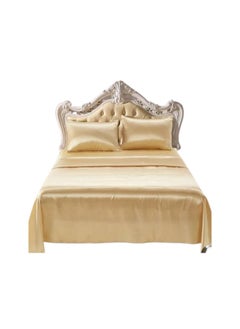 Generic Satin bed set, 3 pieces, heavy material, golden color 