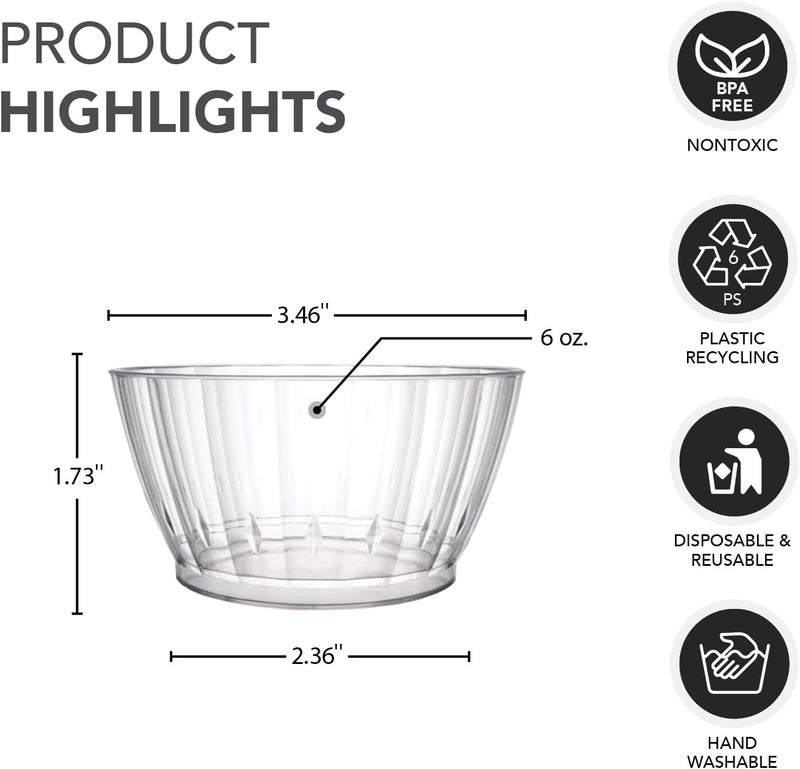 Party Essentials DeluxeElegance Quality Plastic 6Ounce FruitNutDessert Bowls Clear 20 Count - Image 2
