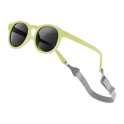 VideMundi Baby Sunglasses with Strap Polarized Flexible UV400 for Infant Toddler Boys Girls Age 0-24 Months (Anemone Green, Round) - Image 1
