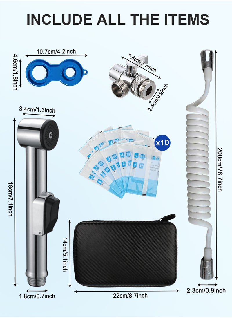 HomarKet Portable Bidet Sprayer Set - Spiral Hose Extendable Upto 2 Meters - Shower Spray with 10pcs Disposable Toilet Seat Covers and Storage Case Suitable For Travelers  - Image 4