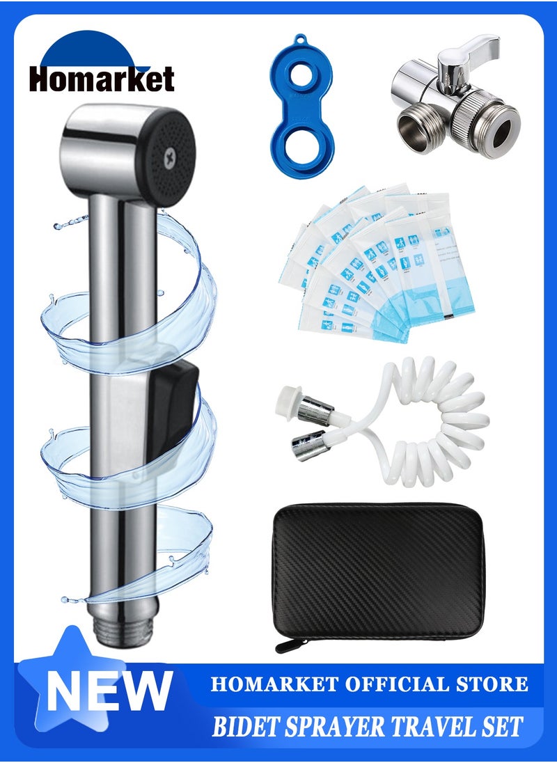 HomarKet Portable Bidet Sprayer Set - Spiral Hose Extendable Upto 2 Meters - Shower Spray with 10pcs Disposable Toilet Seat Covers and Storage Case Suitable For Travelers  - Image 3