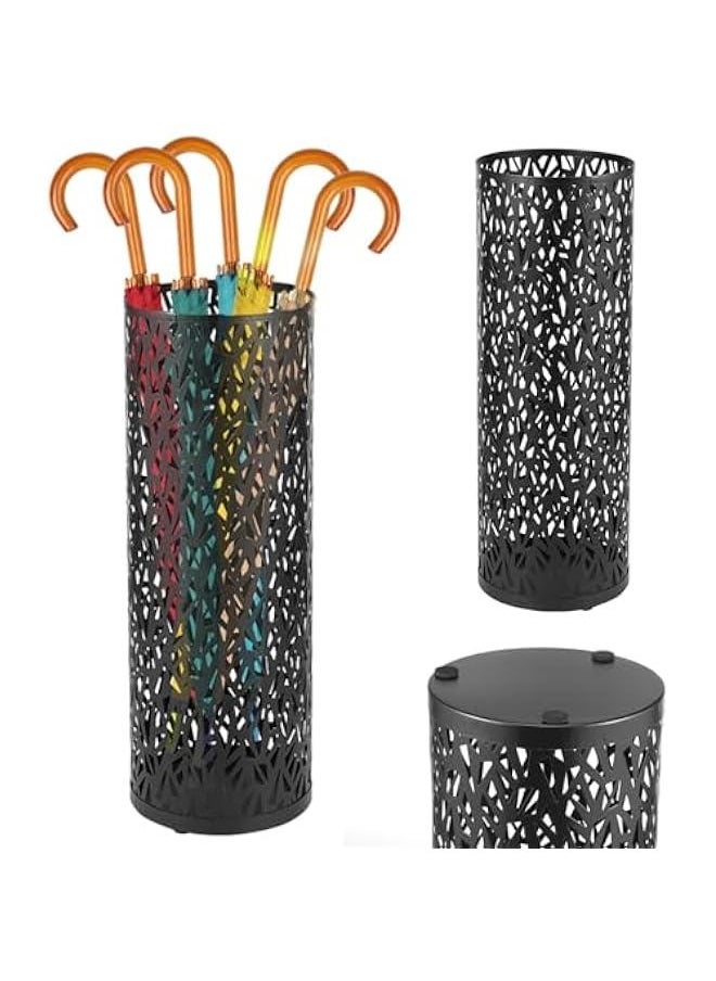 Generic - Metal Umbrella Holder,Round Umbrella Stand Rack for Entryway,Freestanding Umbrella Organizer,Umbrella Storage Rack,Umbrella Holder Bin,Cane Walking Stick Holder for Home Office Hotel,5.9×16.5 (Black - Image 1