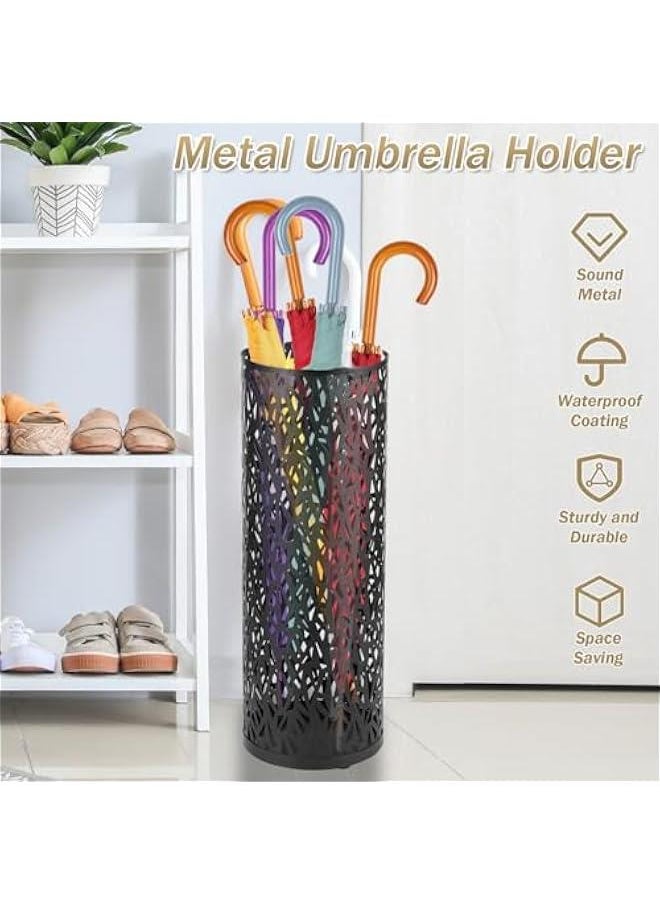 Generic - Metal Umbrella Holder,Round Umbrella Stand Rack for Entryway,Freestanding Umbrella Organizer,Umbrella Storage Rack,Umbrella Holder Bin,Cane Walking Stick Holder for Home Office Hotel,5.9×16.5 (Black - Image 1