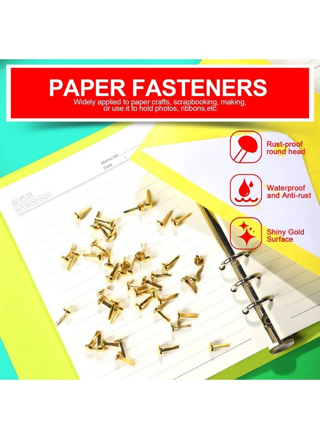 HNYYZL HNYYZL 500PCS Brads for Paper Crafts, Mini Gold Paper Fasteners,Mini Brass Fasteners,Brads Paper Fasteners,Mini Brads Round Head 8mm Paper Fasteners for Paper Crafts (0.3 x 0.6 Inch)  - Image 3