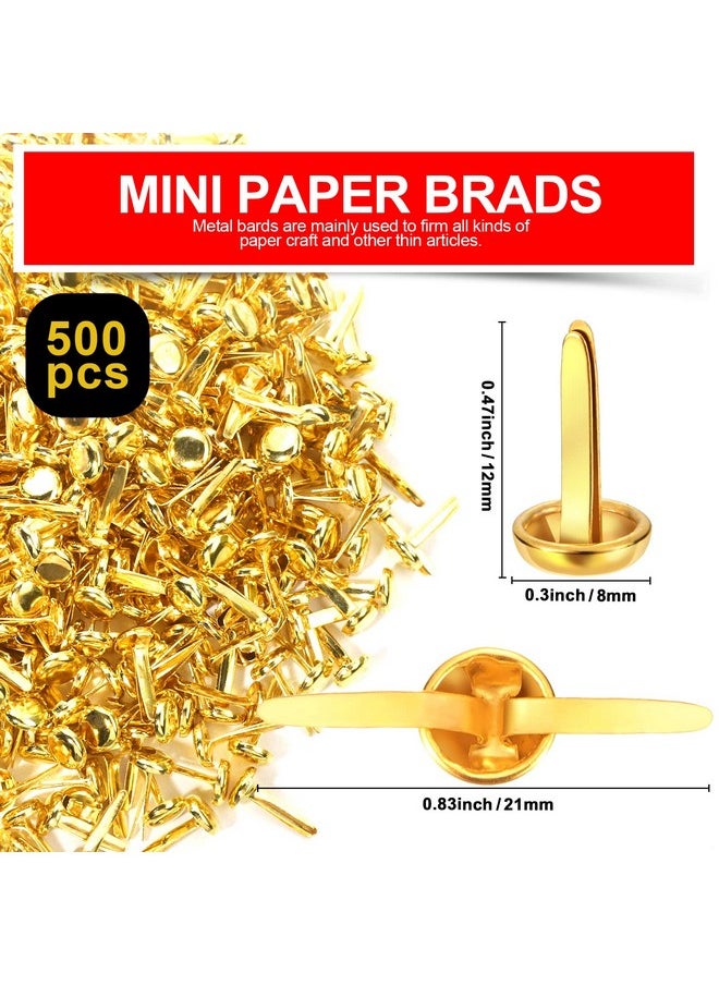 HNYYZL HNYYZL 500PCS Brads for Paper Crafts, Mini Gold Paper Fasteners,Mini Brass Fasteners,Brads Paper Fasteners,Mini Brads Round Head 8mm Paper Fasteners for Paper Crafts (0.3 x 0.6 Inch)  - Image 2