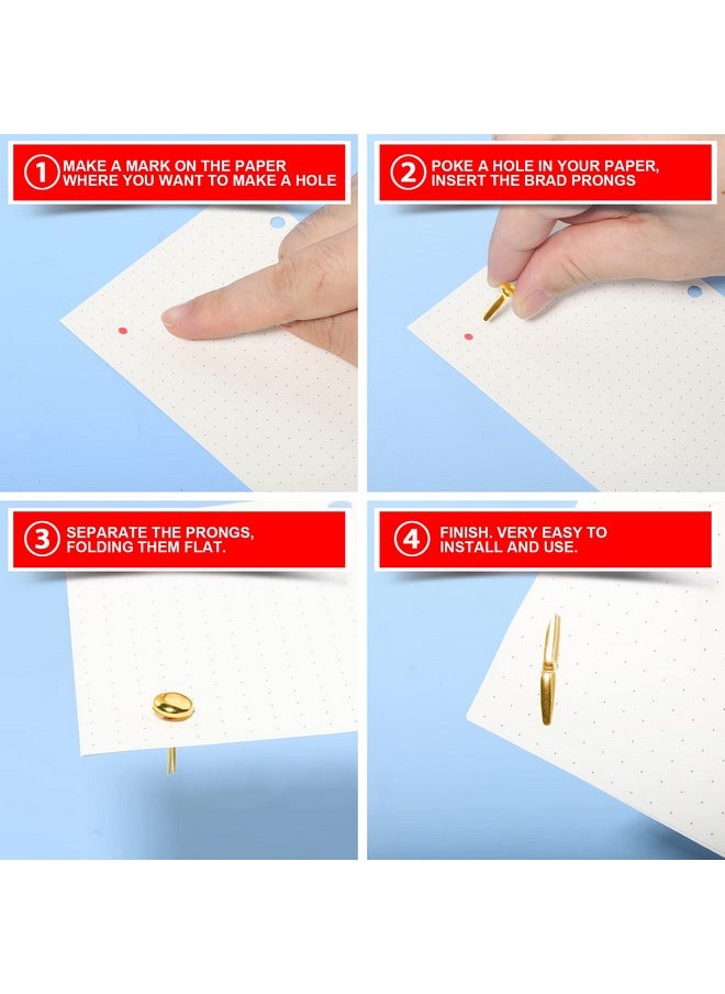HNYYZL HNYYZL 500PCS Brads for Paper Crafts, Mini Gold Paper Fasteners,Mini Brass Fasteners,Brads Paper Fasteners,Mini Brads Round Head 8mm Paper Fasteners for Paper Crafts (0.3 x 0.6 Inch)  - Image 5