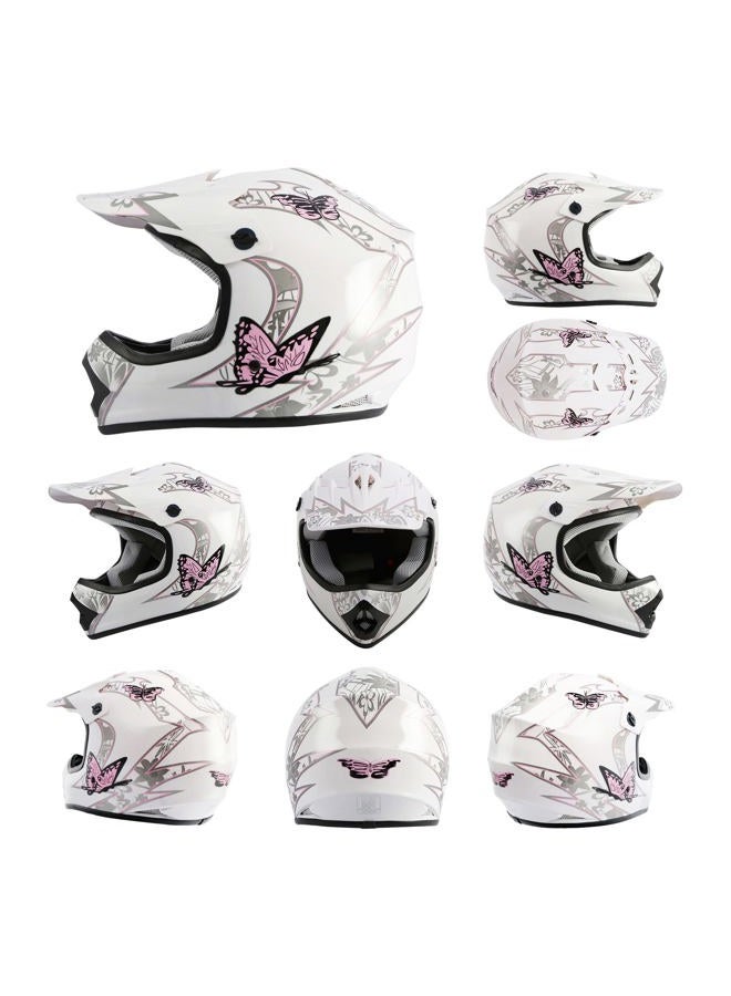TCMT Dot Youth & Kids Motocross Offroad Street Pink Butterfly Motorcycle Youth Helmet Dirt Bike Motocross ATV Helmet+Goggles+Gloves S - Image 2