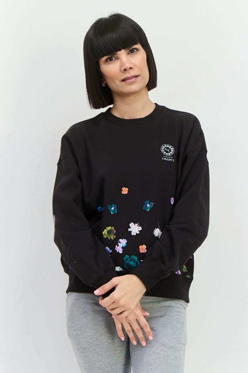 PUMA ملابس رياضية نسائية بأكمام طويلة مناسبة، خارجية، سويت شيرت، أسود - Image 1