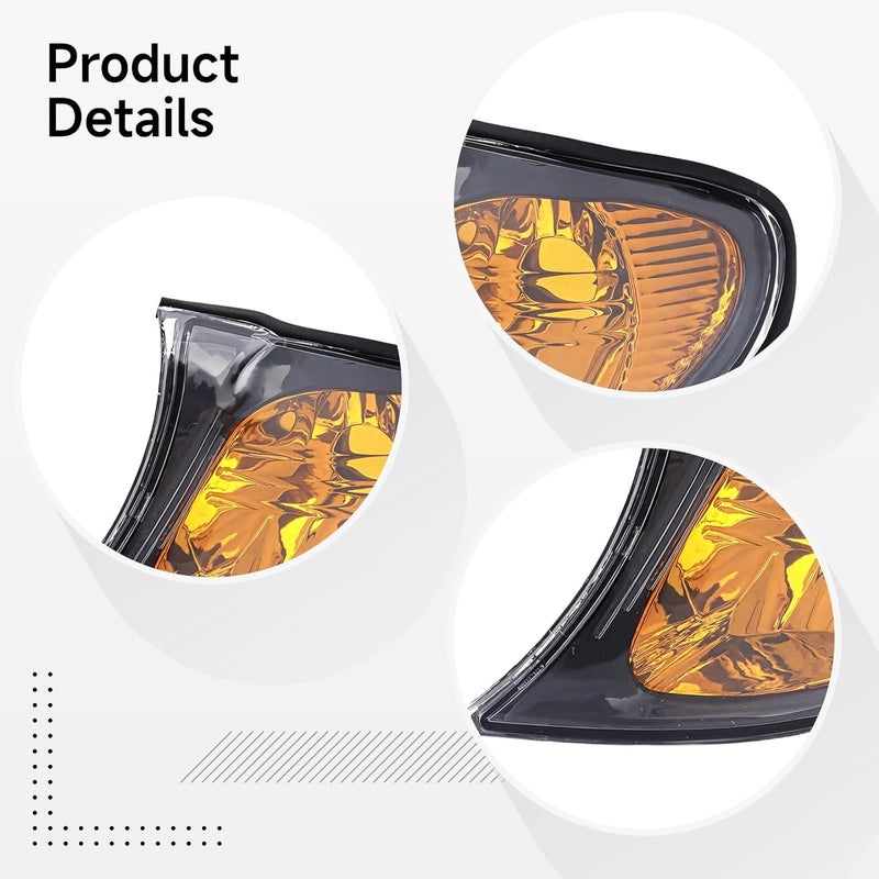 Yellow & Clear Turn Signals with Black Trim for E46 2002–2005 Sedan Models, Includes Iso-Compliant Front Corner Light Set - Image 2