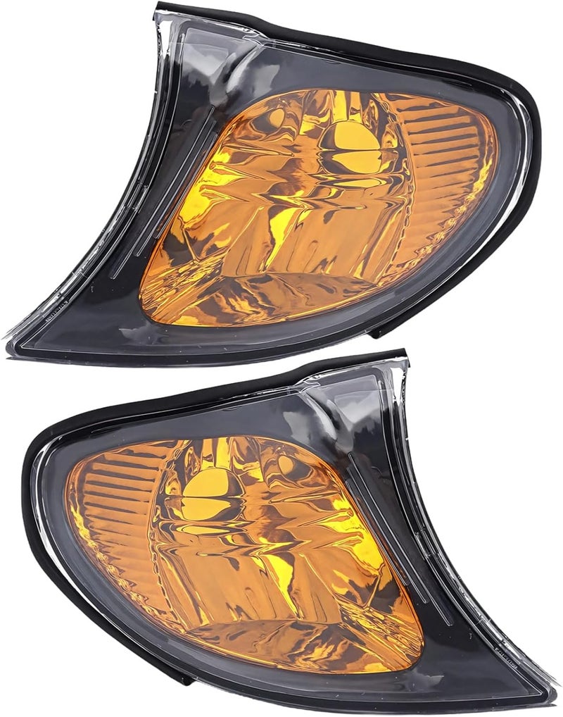 Yellow & Clear Turn Signals with Black Trim for E46 2002–2005 Sedan Models, Includes Iso-Compliant Front Corner Light Set - Image 1