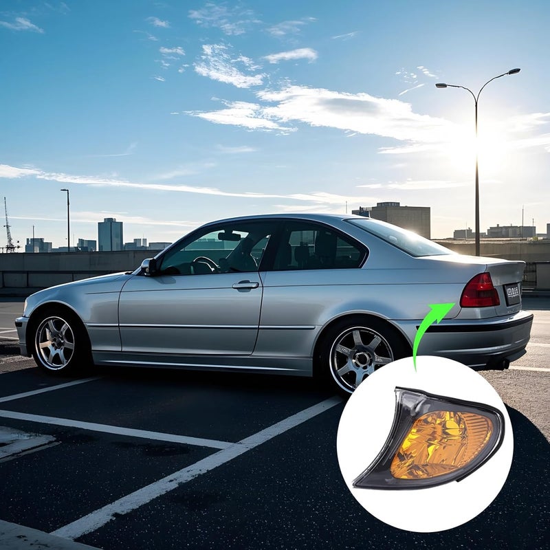 Yellow & Clear Turn Signals with Black Trim for E46 2002–2005 Sedan Models, Includes Iso-Compliant Front Corner Light Set - Image 4