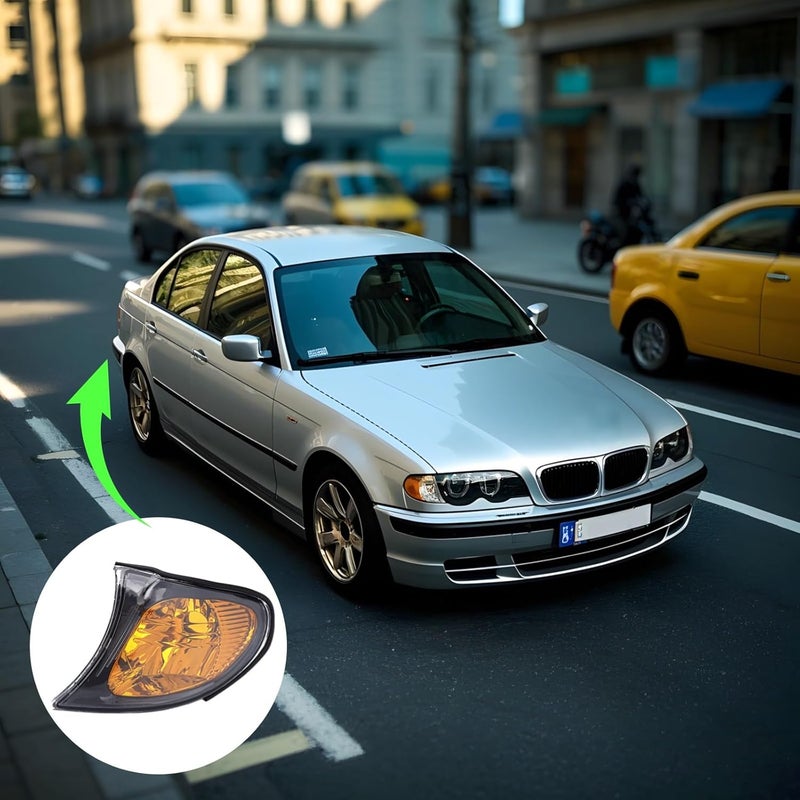 Yellow & Clear Turn Signals with Black Trim for E46 2002–2005 Sedan Models, Includes Iso-Compliant Front Corner Light Set - Image 5