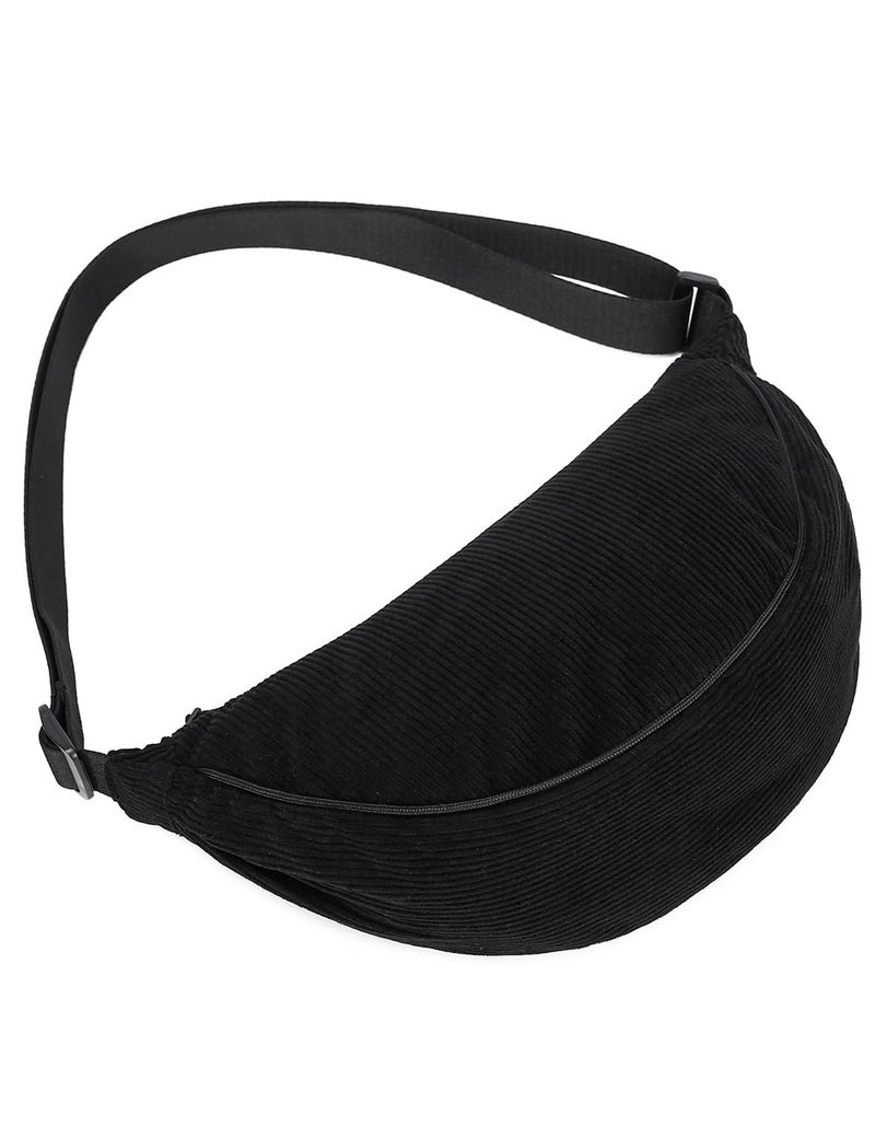 YIKOEE Corduroy Crescent Bag for Women Men Small Sling Crossbody Bag with Half Moon Shape （Black） - Image 3