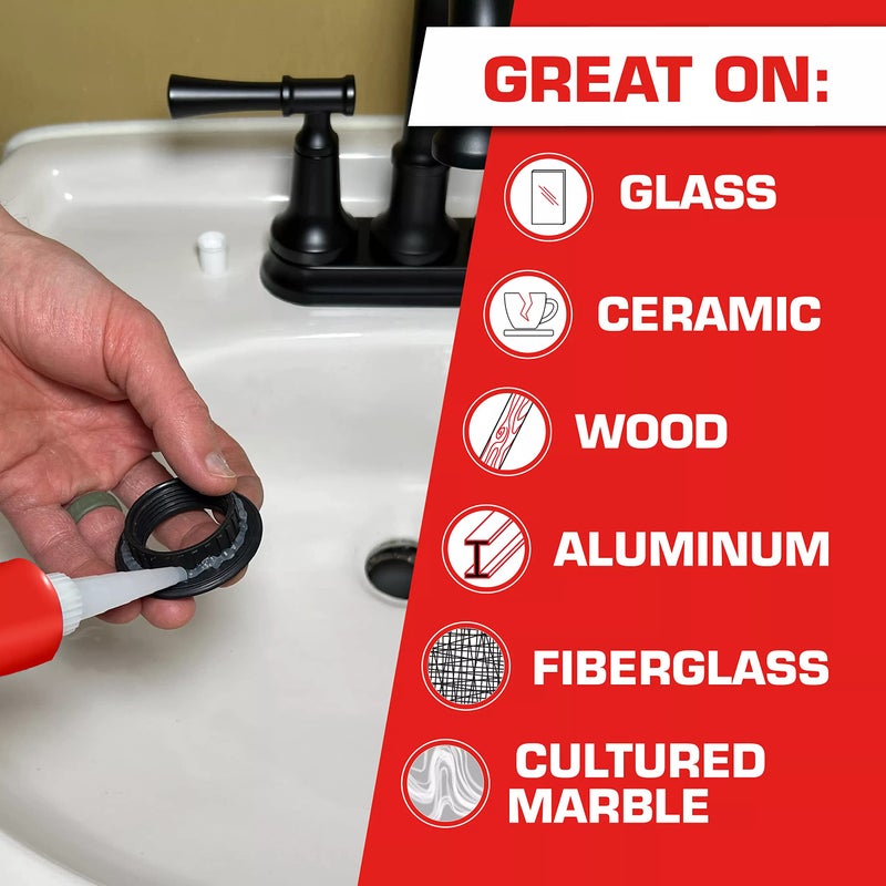 Loctite Silicone Sealant, Clear, 2.7 fl oz Tube, 1 Pack - 100% Waterproof Sealant for Glass, Ceramic, Wood, Plastic & More - Image 2