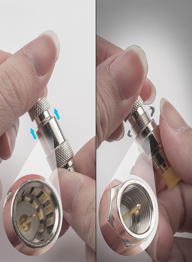 onelinkmore Coax Quick Connector Quick Push On Male to F Female Adapter F Type Male to Female Extender Push on Connector for RG6 Coaxial Cable,Antenna, RVs, Satellite Receiver and Camping TV Connection Pack of 2 - Image 3
