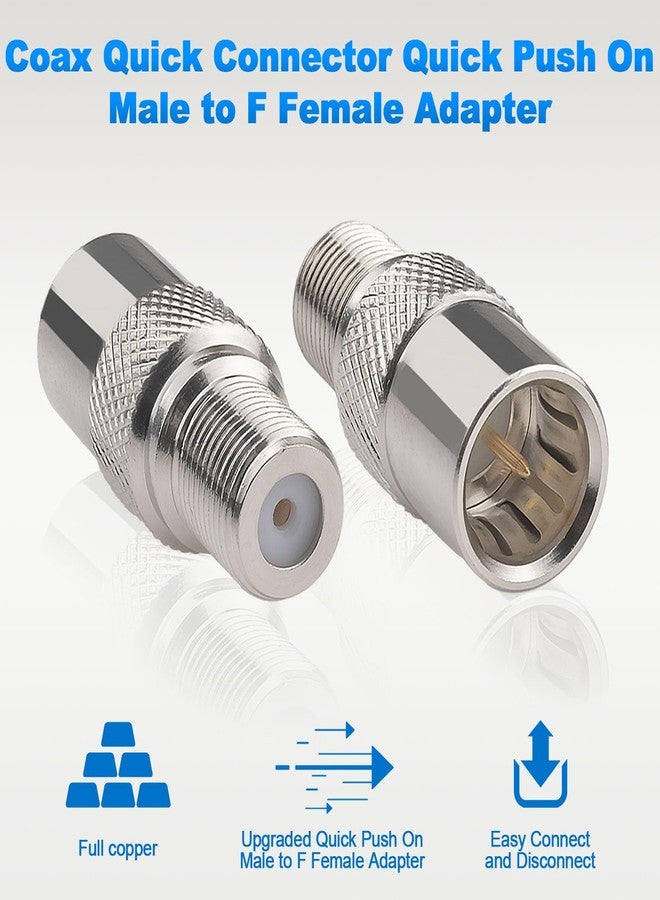 onelinkmore Coax Quick Connector Quick Push On Male to F Female Adapter F Type Male to Female Extender Push on Connector for RG6 Coaxial Cable,Antenna, RVs, Satellite Receiver and Camping TV Connection Pack of 2 - Image 2