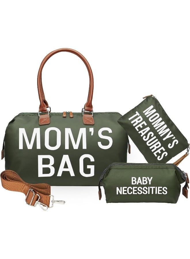 printe Mom's Bag, Hospital Bag for Labor and Delivery, Large Mommy Diaper Bag for Mom Overnight Travel, Waterproof Baby Bag with Pouches and Straps, Olive Green - Image 1