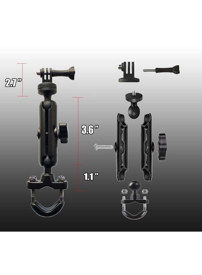 LAZORA 360°Motorcycle Camera Mount for GoPro Bike Holder Handlebar Mount Bracket 1/4 Metal Stand GoPro Hero10/9/8/7/6/5/4/3+ Action Cameras Accessory (Fits Bicycle Utv Motorcycle Handlebar Holder) - Image 3