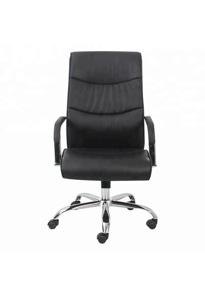KARNAK Executive Office Chair Ergonomic PU Leather Adjustable Height Back with Headrest & Lumbar Support Black 