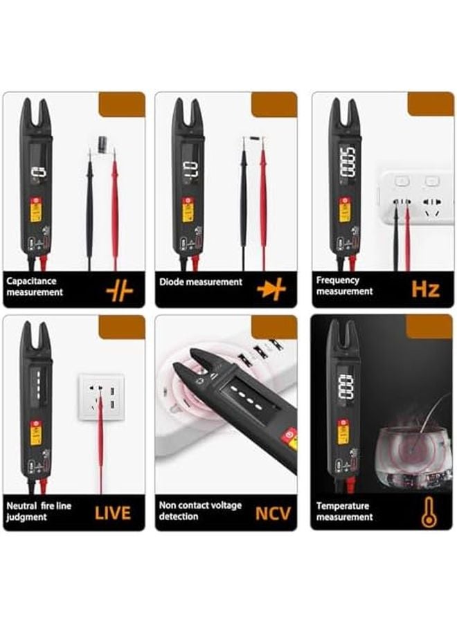 مقياس متعدد رقمي ذو نطاق تلقائي مع مصباح يدوي 100 أمبير للكهربائيين من مادة ABS - Image 5