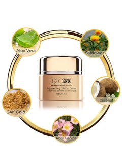 GLO24K UNLEASH THE POWER OF GOLD Glo24K Eye Cream With 24K Gold Hyaluronic Acid Rosehip Oil And Vitamins. Minimizes Wrinkles And Finelines Around The Eyes.  - Image 2