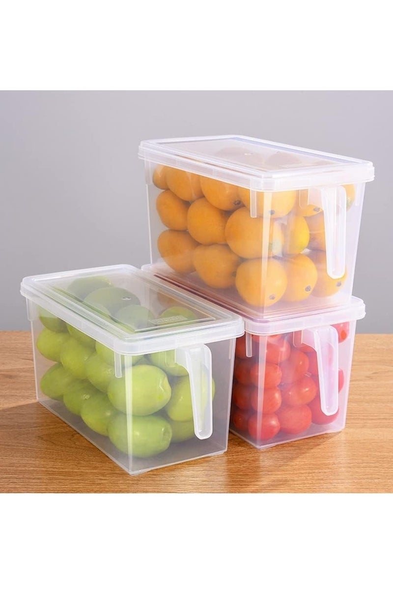 KOOKNA Fridge Organizer Containers 4PCS, Clear Plastic Refrigerator Storage Boxes with Lids and Handle, Large 5L Stackable Containers (31×25×15.5cm) - Image 4