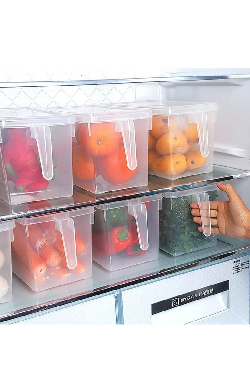 KOOKNA Fridge Organizer Containers 4PCS, Clear Plastic Refrigerator Storage Boxes with Lids and Handle, Large 5L Stackable Containers (31×25×15.5cm) - Image 3