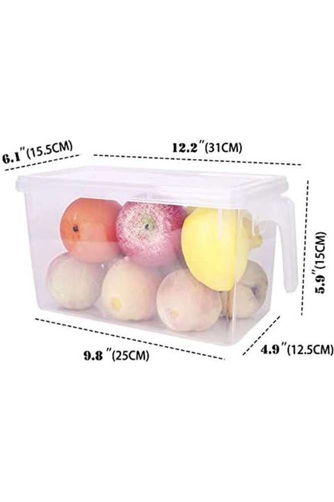 KOOKNA Fridge Organizer Containers 4PCS, Clear Plastic Refrigerator Storage Boxes with Lids and Handle, Large 5L Stackable Containers (31×25×15.5cm) - Image 2
