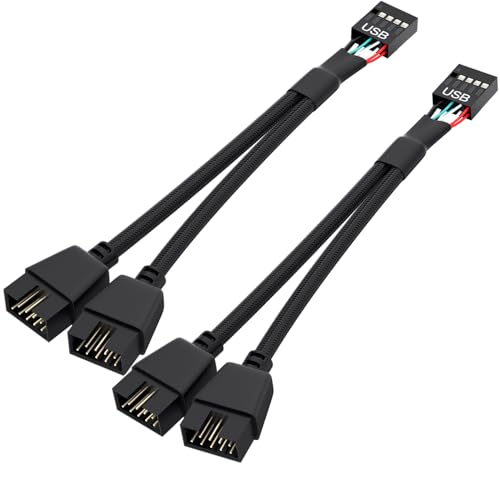 OwlTree 2 Pack Motherboard USB 2.0 to Dual 9 Pin Extension, USB Header Splitter for Internal Computer Motherboard (Braided Black) - Image 4
