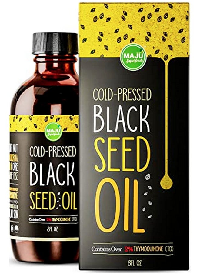 Maju Superfoods Maju Black Seed Oil 3 Times Thymoquinone Coldpressed 100% Turkish Black Cumin Seed Oil Liquid Pure Blackseed Oil Glass Bottle 8 Oz  - Image 1