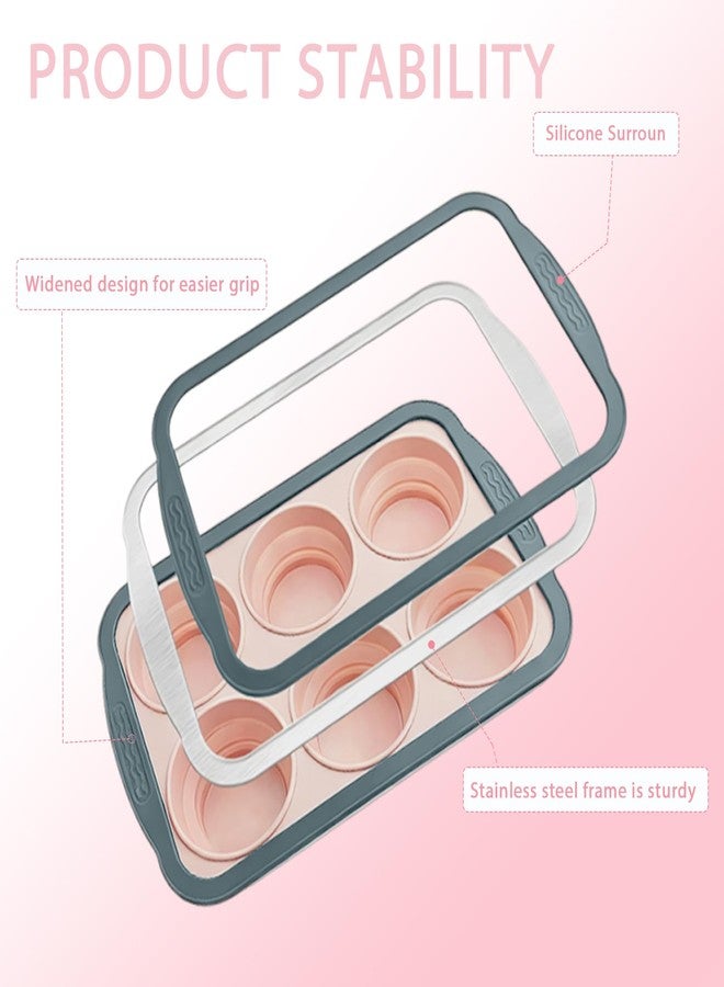 Ceoyiler Silicone Muffin Pans with Metal Frame, 6-Cavity Muffin Pan, Nonstick Silicone Cupcake Pan for Baking Homemade Muffins, Bread, and Cupcakes, Dishwasher Safe - Image 5
