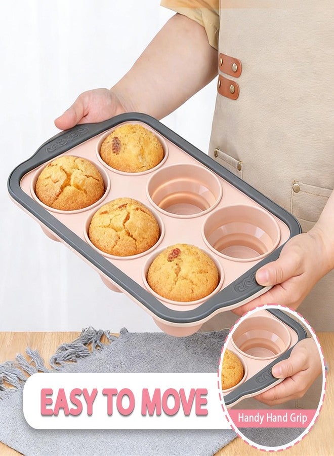 Ceoyiler Silicone Muffin Pans with Metal Frame, 6-Cavity Muffin Pan, Nonstick Silicone Cupcake Pan for Baking Homemade Muffins, Bread, and Cupcakes, Dishwasher Safe - Image 4