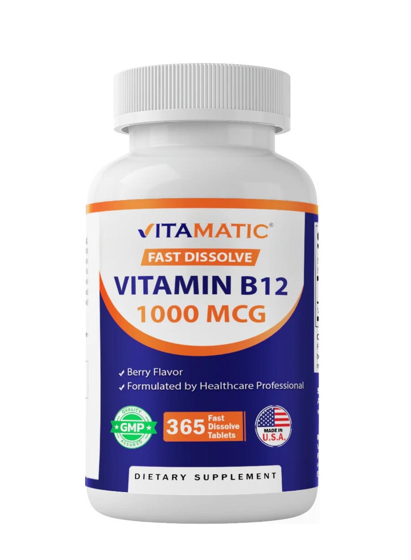 Vitamatic Vitamin B12 Berry 1000 mcg 365 Fast Dissolve Tablets