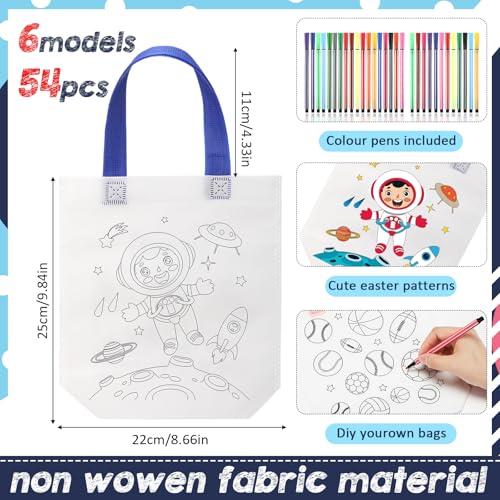 Vincreem 54 Pcs Coloring Goodie Bags for Kids with 60 Pcs Colorful Markers Non Woven Color Your Own Reusable Party Favor Bags for Holiday Classroom DIY Crafts Supplies 6 Styles Boy Theme - Image 5
