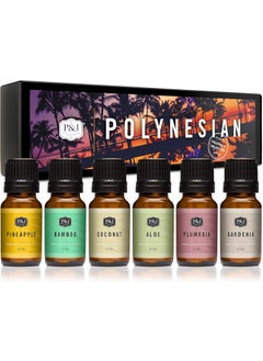 P&J Trading P&J Trading Polynesian Set of Fragrance Oil - Plumeria, Aloe, Pineapple, Bamboo, Gardenia, Coconut Candle Scents for Candle Making, Soap Making, Diffuser Oil Scents 
