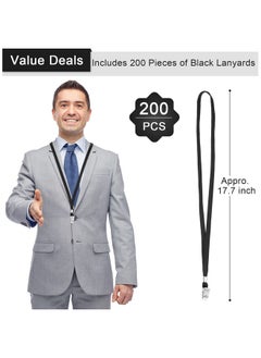 Marspark 200 Pieces Black Lanyards Bulk With Clip Flat Neck Lanyard Badge Lanyard With Swivel Hook Lanyards For Id Cards Holder  - Image 2