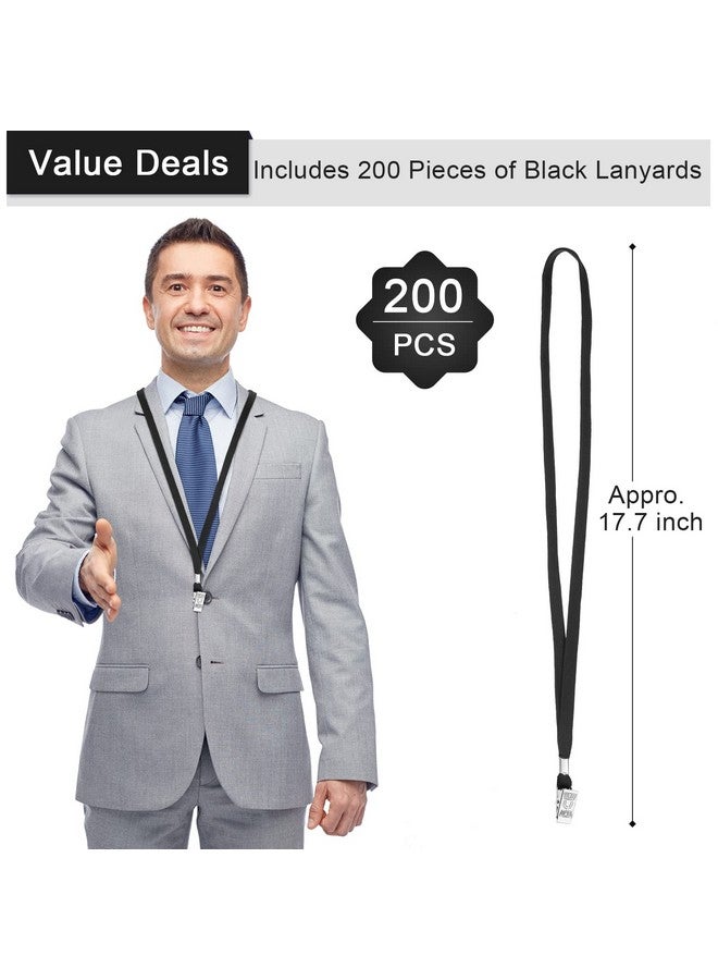 Marspark 200 Pieces Black Lanyards Bulk With Clip Flat Neck Lanyard Badge Lanyard With Swivel Hook Lanyards For Id Cards Holder - Image 2