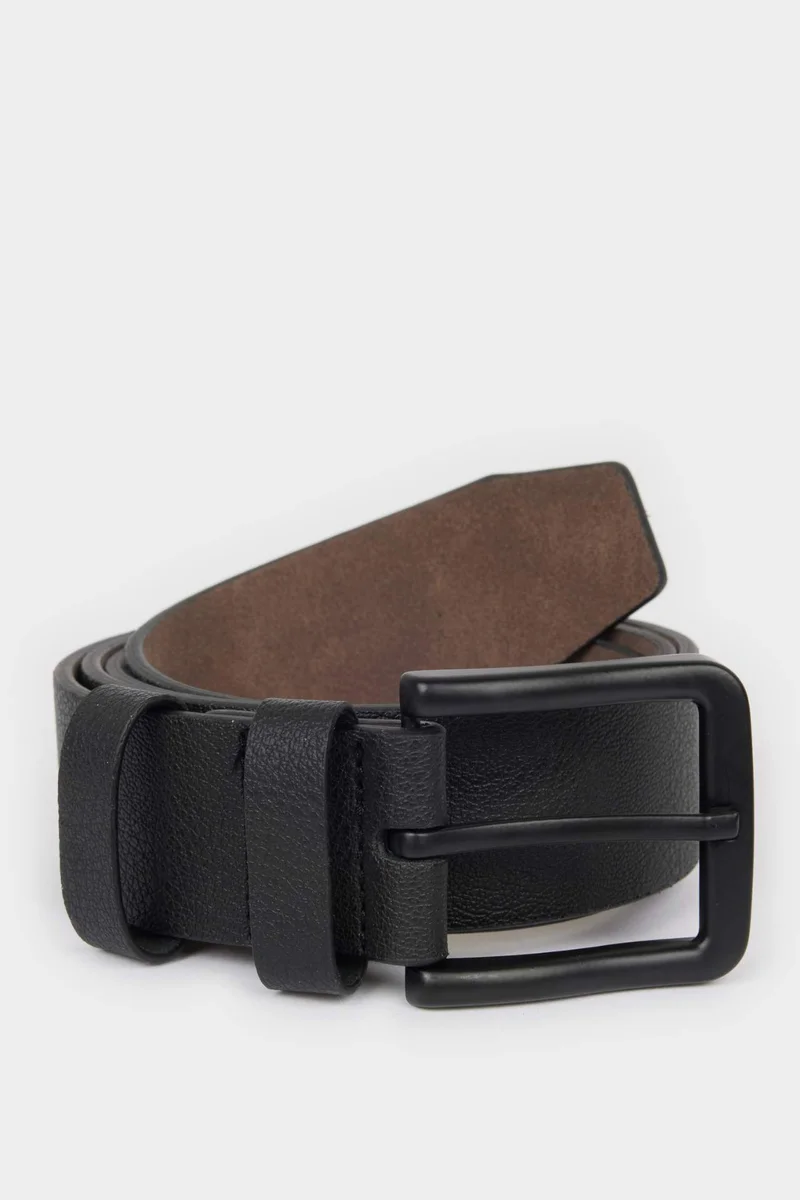 ديفاكتو Man Rectangle Clasp Faux Leather Belt