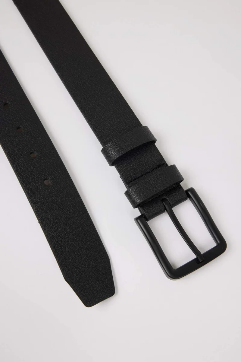 ديفاكتو Man Rectangle Clasp Faux Leather Belt