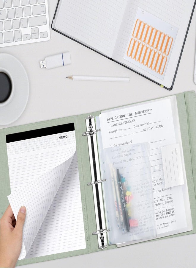 BVSSX 3 Ring Binder with Clipboard,2 Inch Binders with Notepad&5 Dividers with Pockets, Labels,PU Clipboards for School Office(Green Tulip,Letter Size) - Image 2