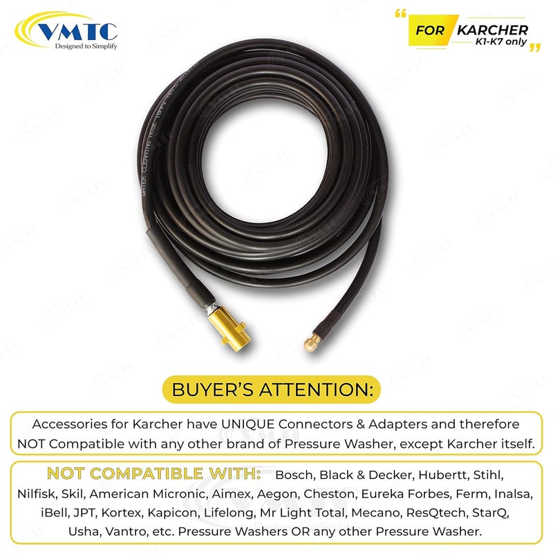 VMTC مجموعة تنظيف أنابيب التصريف VMTC متوافقة مع غسالة الضغط كارتشر K1K7 ملحق بندقية غسيل السيارات عالية الضغط 5 متر - Image 4