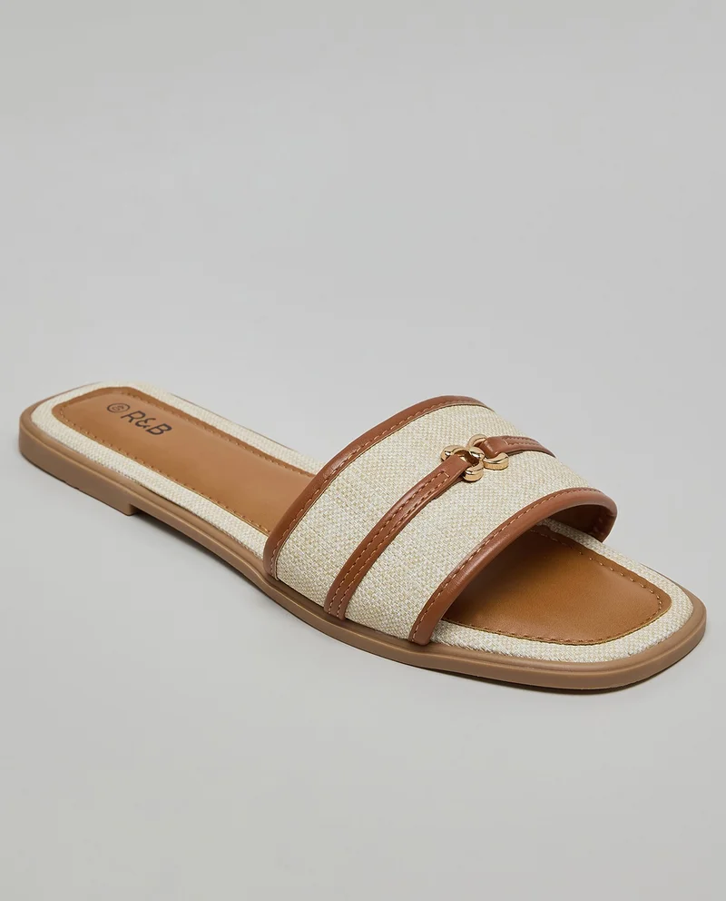 R&B Contrast Trim Flat Sandals