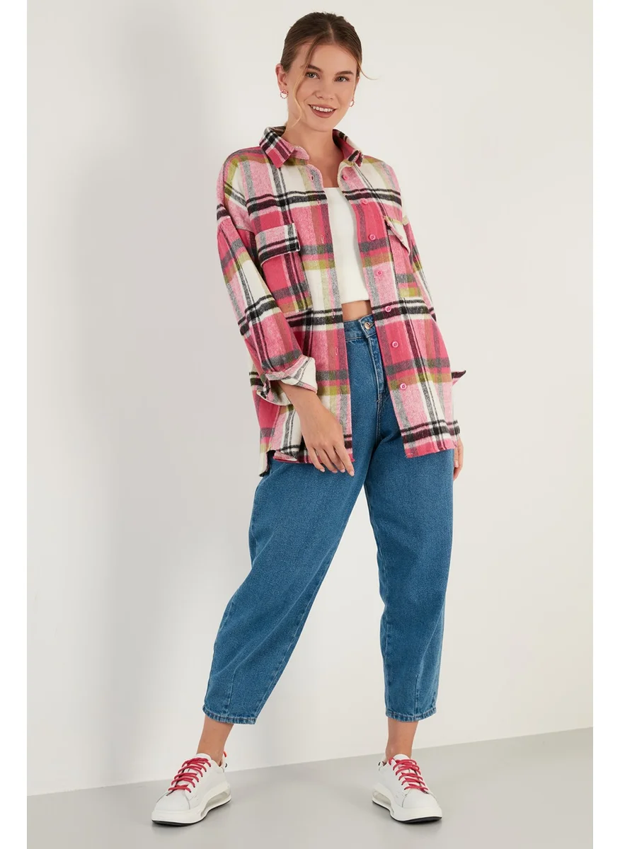 Lela Plaid Oversize Double Pocket Winter Lumberjack Shirt Women's Shirt 42190473