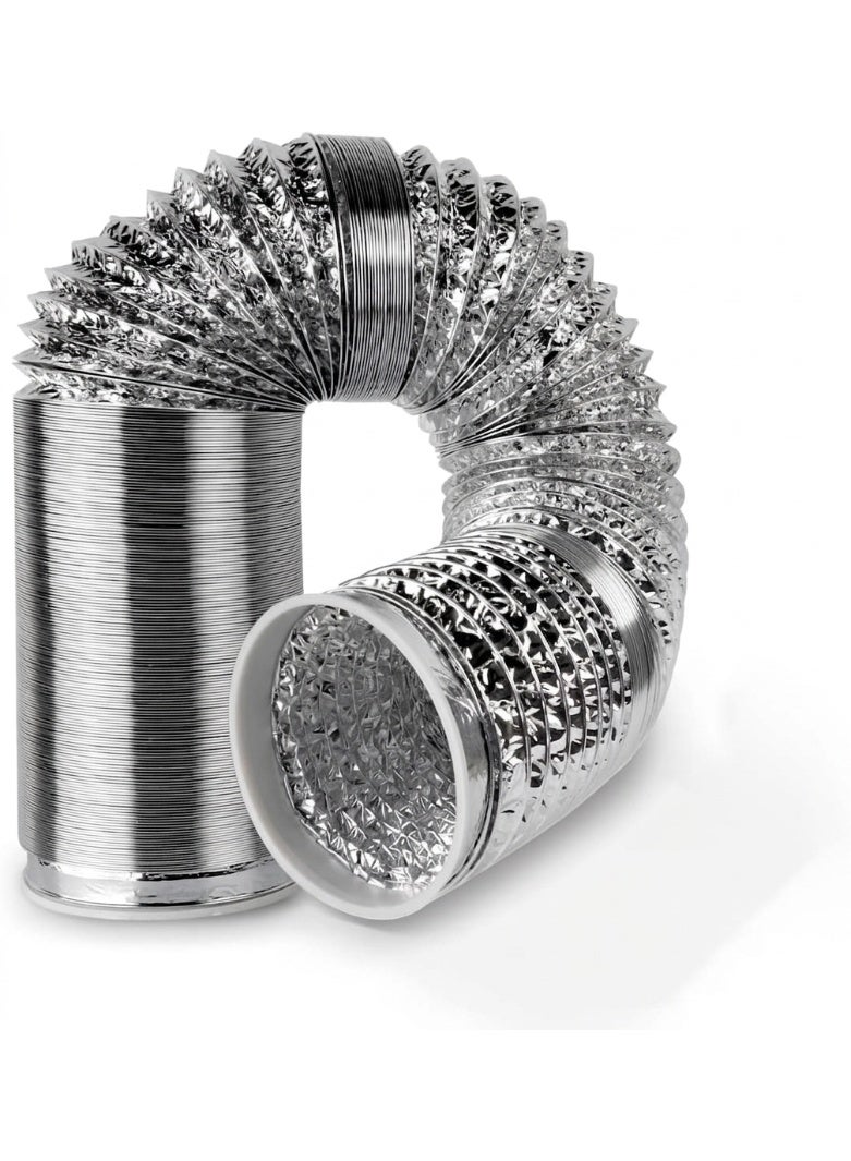 Aluminium Flexible Duct Venting Hose for Air Exhaust & Air Condition Line, 6 Inch Silver Flexible Vent Tube